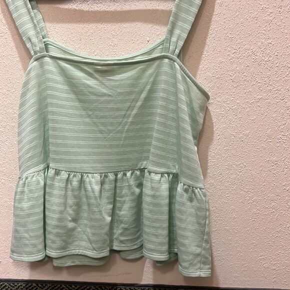 A.N.A. Flowy Strap Peplum Tank Cameo Green Stripe Blouse Women's Size XXL - Picture 11 of 11